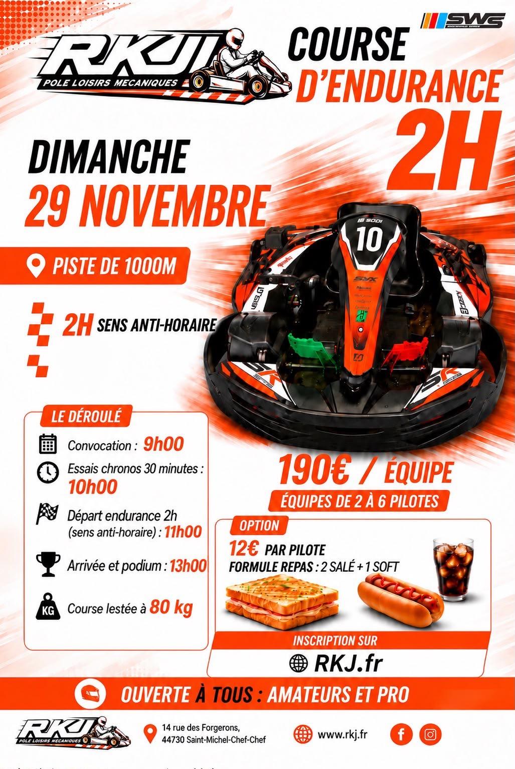 Course d'endurance 2H00 - le Dimanche 29 novembre 2026